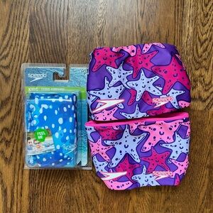 Set of 2 Speedo Kids Fabric Arm Bands - Blue Rain and Pink Starfish Designs